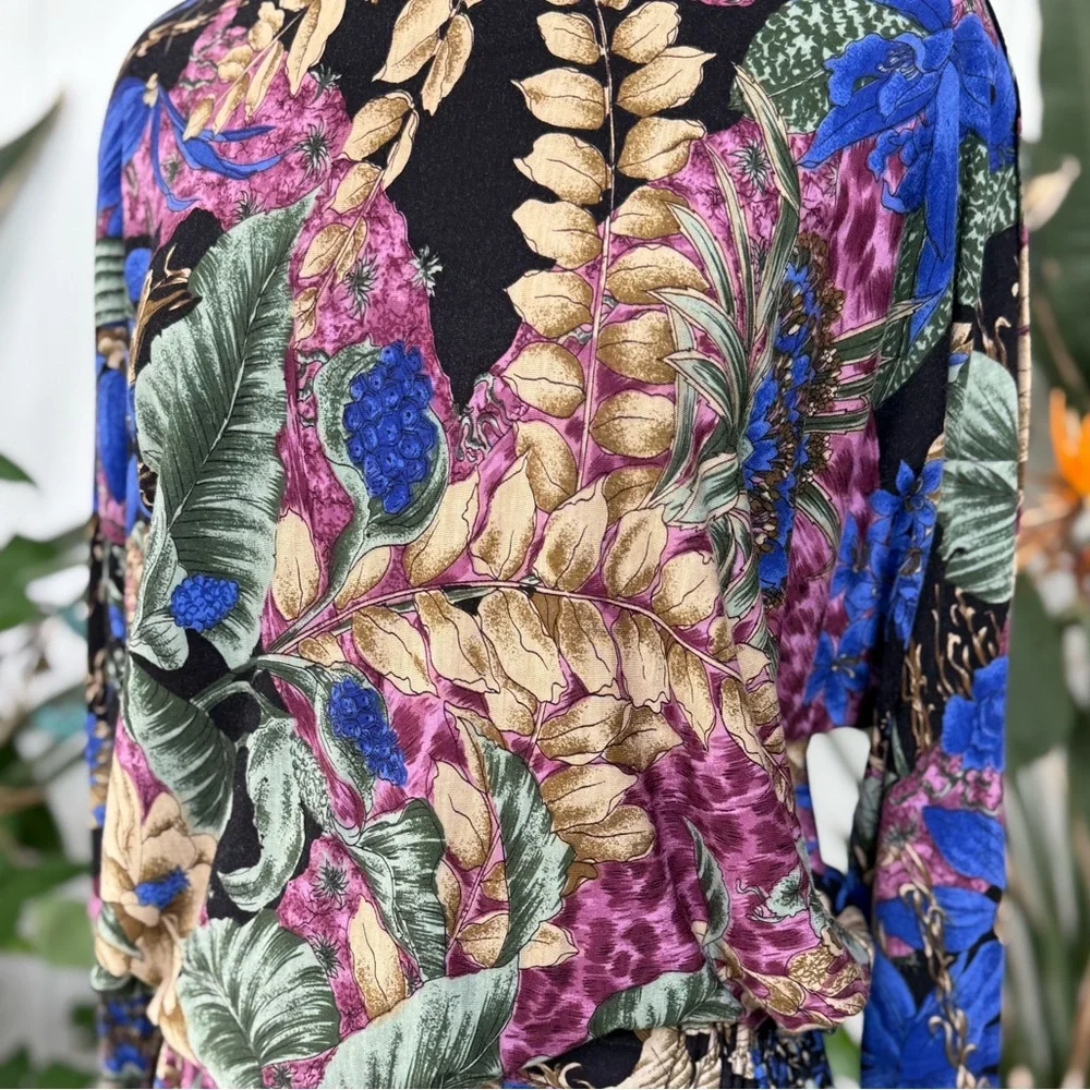 Unique SET Dress with Long Sleeves floral multicolor BLOUSE & SKIRT - Picture 15 of 15